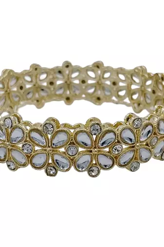 Cubic zircon stone studded light gold plated designer  bangles for women & girls