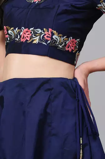 Magnetic Navy Blue Sequins Tapeta Silk Wedding Wear Lehenga Choli
