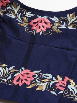 Magnetic Navy Blue Sequins Tapeta Silk Wedding Wear Lehenga Choli 5