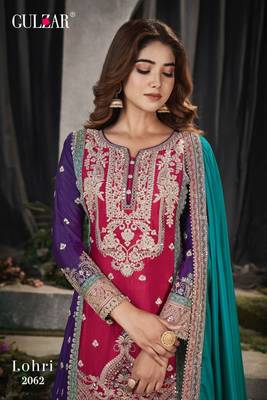 Pink sequins work silk blend salwar kameez 2