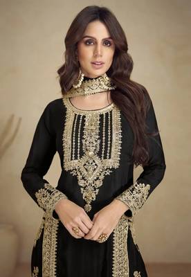 Black sequins work faux georgette salwar kameez 2