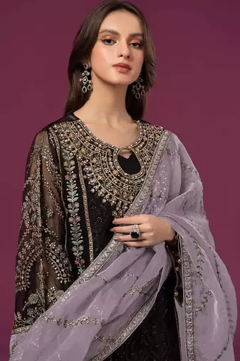 Black sequins work faux georgette salwar kameez