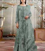 Sea green sequins work organza salwar kameez
