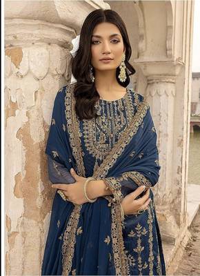 Blue sequins work faux georgette salwar kameez 2