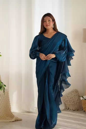 ready to wear jimmy choo prewrapped saree with full stitched blouse