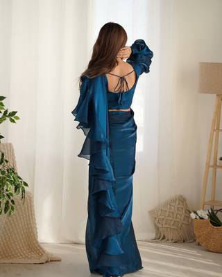 ready to wear jimmy choo prewrapped saree with full stitched blouse 3