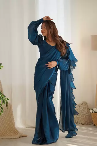 ready to wear jimmy choo prewrapped saree with full stitched blouse