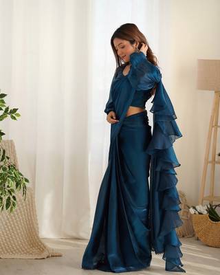 ready to wear jimmy choo prewrapped saree with full stitched blouse 5