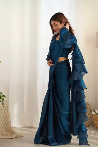 ready to wear jimmy choo prewrapped saree with full stitched blouse