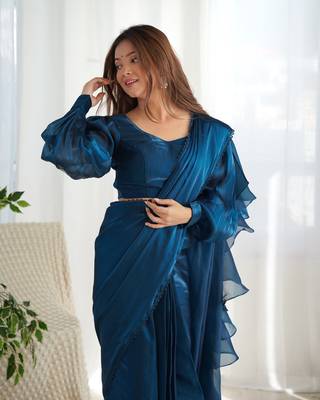 ready to wear jimmy choo prewrapped saree with full stitched blouse 6
