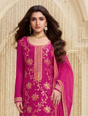 Pink embroidered viscose salwar suit 2