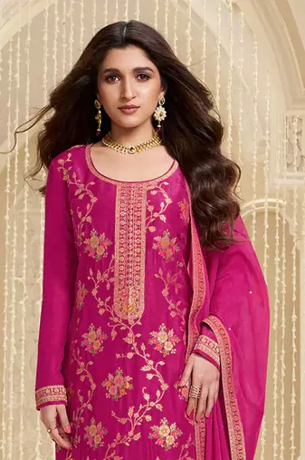 Pink embroidered viscose salwar suit