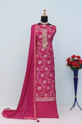 Pink embroidered viscose salwar suit 3