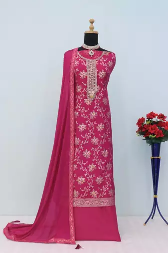 Pink embroidered viscose salwar suit