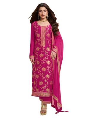 Pink embroidered viscose salwar suit 4
