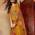 Mustard solid silk blend embroidered fancy straight trousers with dupatta