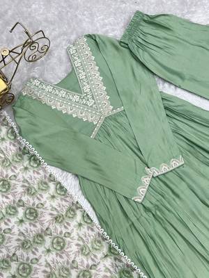 Soft Heavy Romansilk Chanderi Fabric Nyra Cut Kurta With Dupatta, Pent 7