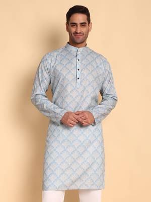 Lanes net ikat digital print knee length kurta mandarin collar mandarin collar grey small 1