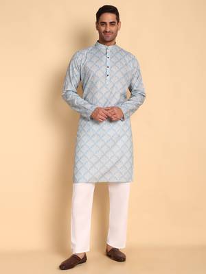 Lanes net ikat digital print knee length kurta mandarin collar mandarin collar grey small 2