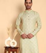 Palmette digital print knee length kurta mandarin collar mandarin collar green small