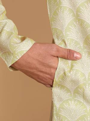 Palmette digital print knee length kurta mandarin collar mandarin collar green small 4