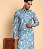 Palmette digital print knee length kurta mandarin collar mandarin collar pear small