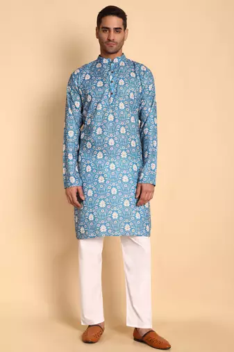 Palmette digital print knee length kurta mandarin collar mandarin collar pear small