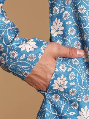 Palmette digital print knee length kurta mandarin collar mandarin collar pear small 4