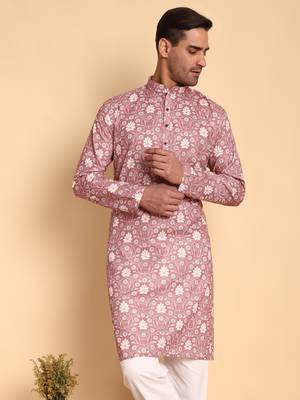 Vineheart digital print knee length kurta mandarin collar mandarin collar green small 1