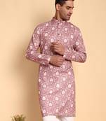 Vineheart digital print knee length kurta mandarin collar mandarin collar green small