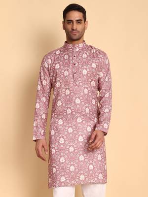 Vineheart digital print knee length kurta mandarin collar mandarin collar green small 2