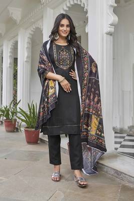 Leeza store women's magic cotton solid straight kurta with pant 2