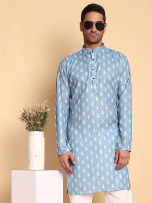 Botalical damask digital print knee length kurta mandarin collar mandarin collar beige small 1