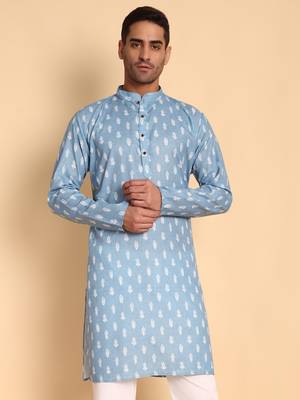 Botalical damask digital print knee length kurta mandarin collar mandarin collar beige small 2