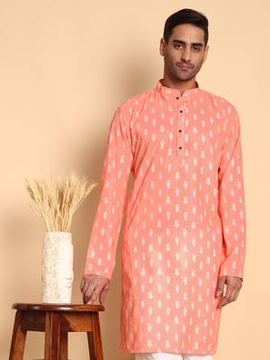 Botalical damask digital print knee length kurta mandarin collar mandarin collar blue small 1