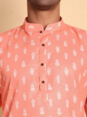 Botalical damask digital print knee length kurta mandarin collar mandarin collar blue small 3