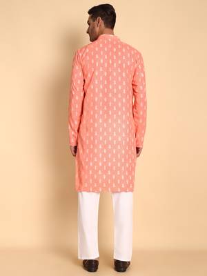 Botalical damask digital print knee length kurta mandarin collar mandarin collar blue small 5