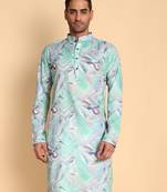 Flamestitch cheveron digital print knee length kurta mandarin collar mandarin collar rama small