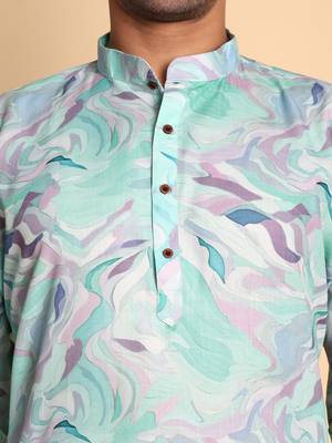 Flamestitch cheveron digital print knee length kurta mandarin collar mandarin collar rama small 3