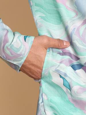 Flamestitch cheveron digital print knee length kurta mandarin collar mandarin collar rama small 4