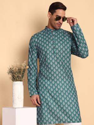 Ikat kilim digital print knee length kurta mandarin collar mandarin collar grey small 1