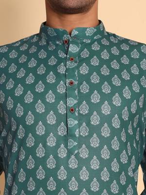 Ikat kilim digital print knee length kurta mandarin collar mandarin collar grey small 3