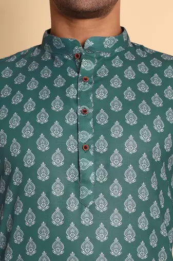 Ikat kilim digital print knee length kurta mandarin collar mandarin collar grey small