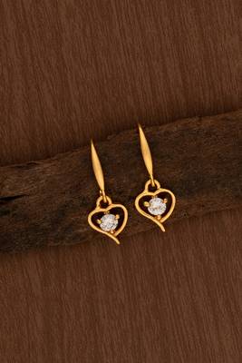 Golden chain with diamond pendant and earring set one gram gold 2