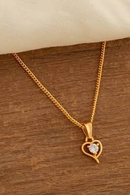 Golden chain with diamond pendant and earring set one gram gold 3