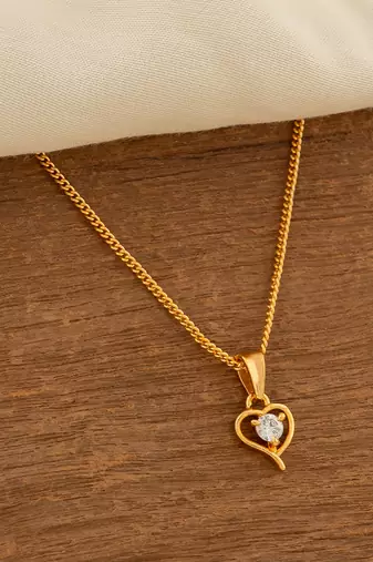 Golden chain with diamond pendant and earring set one gram gold