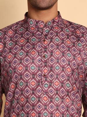 Hammock ogee digital print knee length kurta mandarin collar mandarin collar grey small 3
