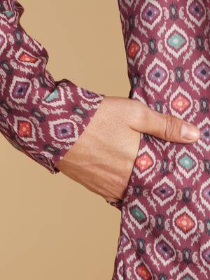 Hammock ogee digital print knee length kurta mandarin collar mandarin collar grey small 4
