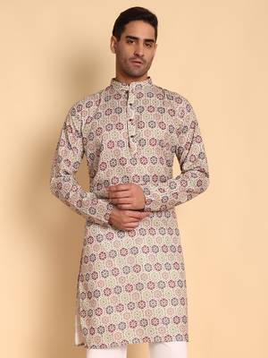 Moroccan damask digital print knee length kurta mandarin collar mandarin collar maroon small 1
