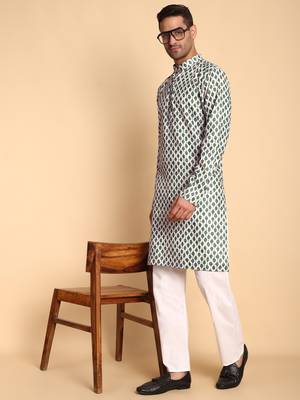 Persian faded deco digital print knee length kurta mandarin collar mandarin collar white small 2